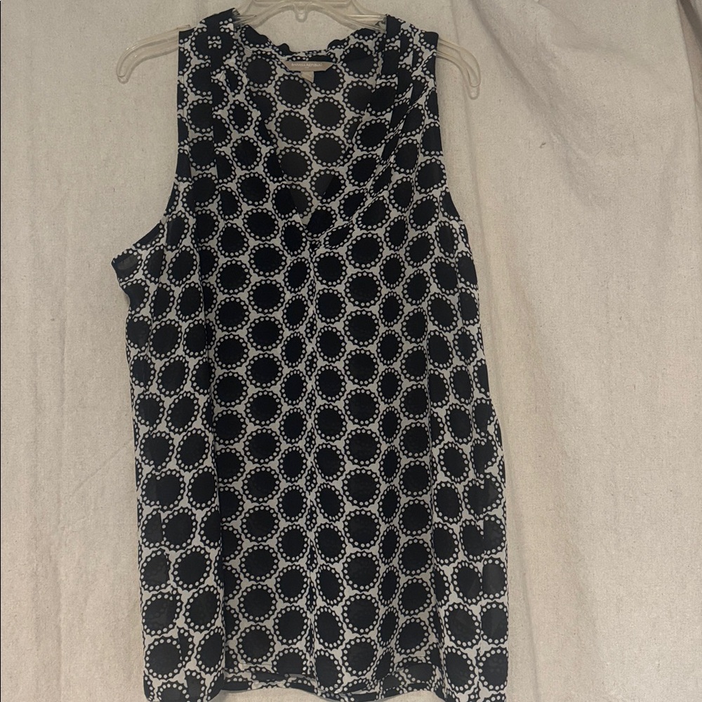 Black and White Sleeveless Sheer Blouse